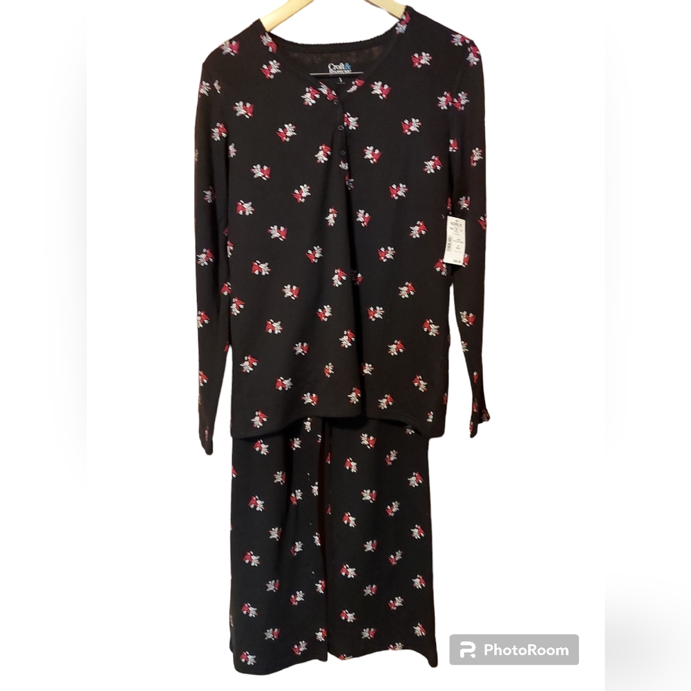 Croft & Barrow PJ Set Black with Cardinals Women's Size Small NWT